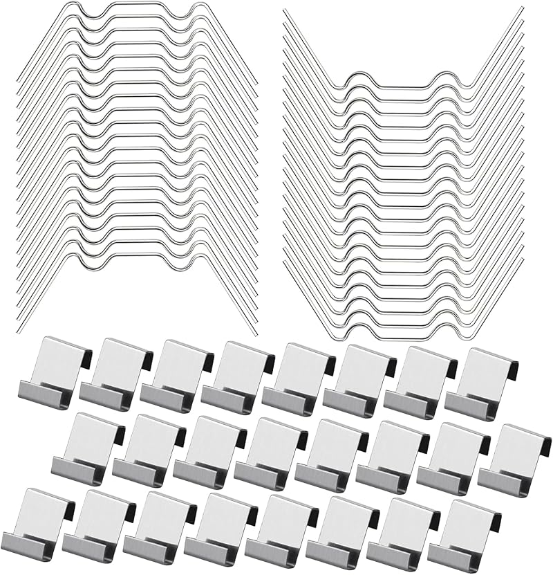 COSORO 50 Pcs Greenhouse Glass Clips W and Z Clips Stainless Steel