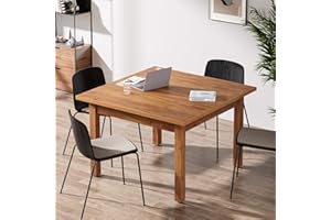 Tribesigns 39.4-Inch Square Conference Table for 4 People, Small Wooden Meeting Table with Solid Wood Legs and Thicken Tabletop for Conference Room Seminar Room Boardroom, Oak Brown