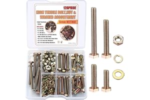 SYBDXJ 128 Pcs Hex Head Bolts and Nuts Kit, Metric Hex Head Cap Screws Nuts and Bolts and Flat Washers/Spring Washers Fasteners Sets, for Home Fixation Repairs(M6)
