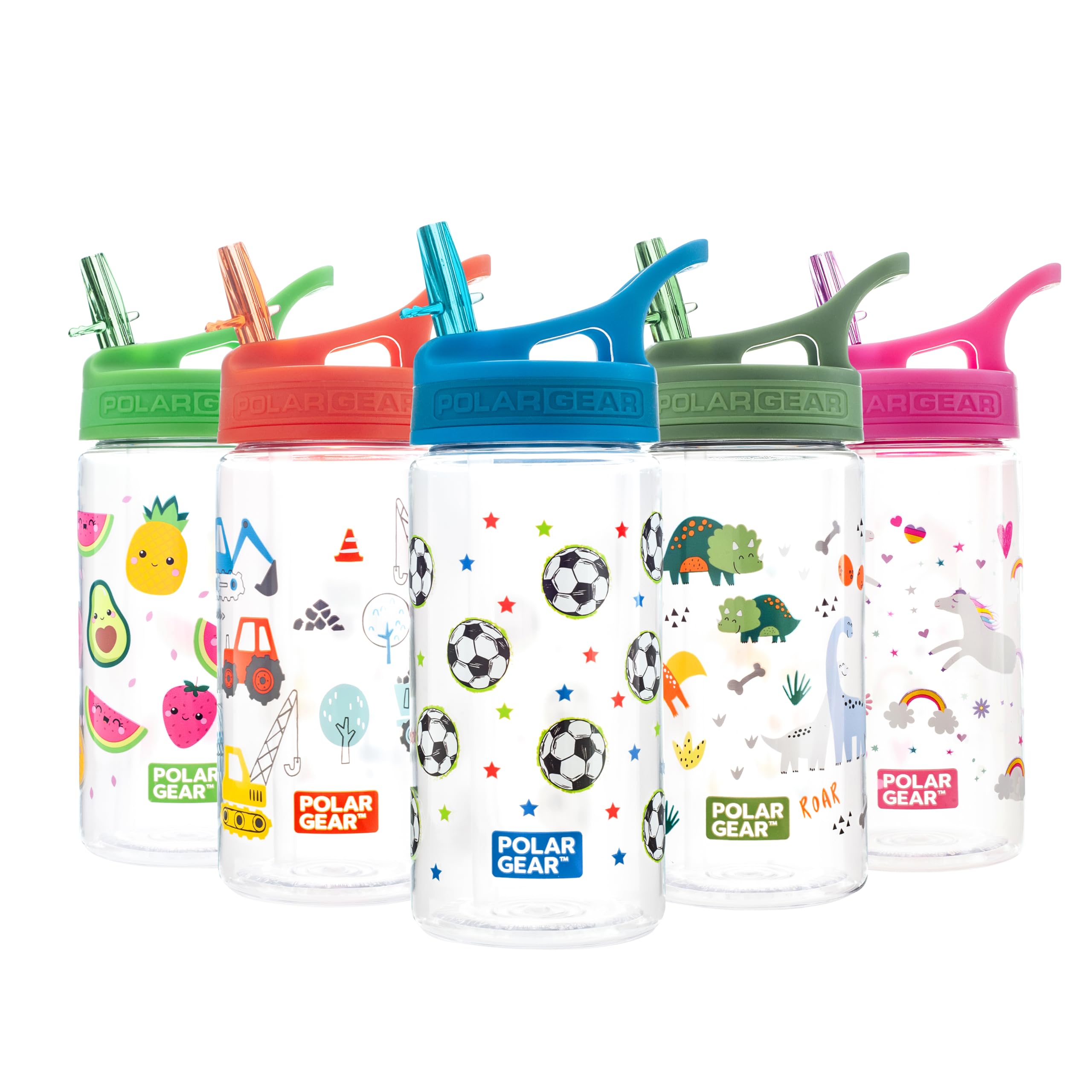 Polar Gear Kids Water Bottles with Straw - 400ml BPA Free Toddler Water Bottle With Straw - 100% Leakproof Kids Water Bottle with Carry Handle - School Water Bottle - Football