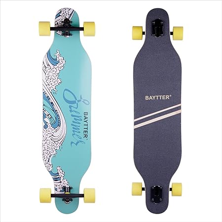 BAYTTER 41 Zoll Skateboard Komplettboard Longboard Cruiser Board aus 9-lagigem Ahornholz 104 x 24 x 10.5cm für Kinder Jugendl