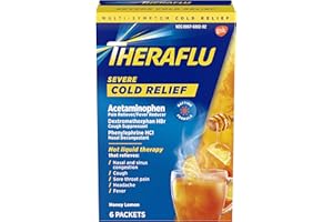 Theraflu Daytime Severe Cold Relief Powder, Cold and Cough Medicine Powder Packets, Honey Lemon Flavors - 6 Count (Pack of 1)