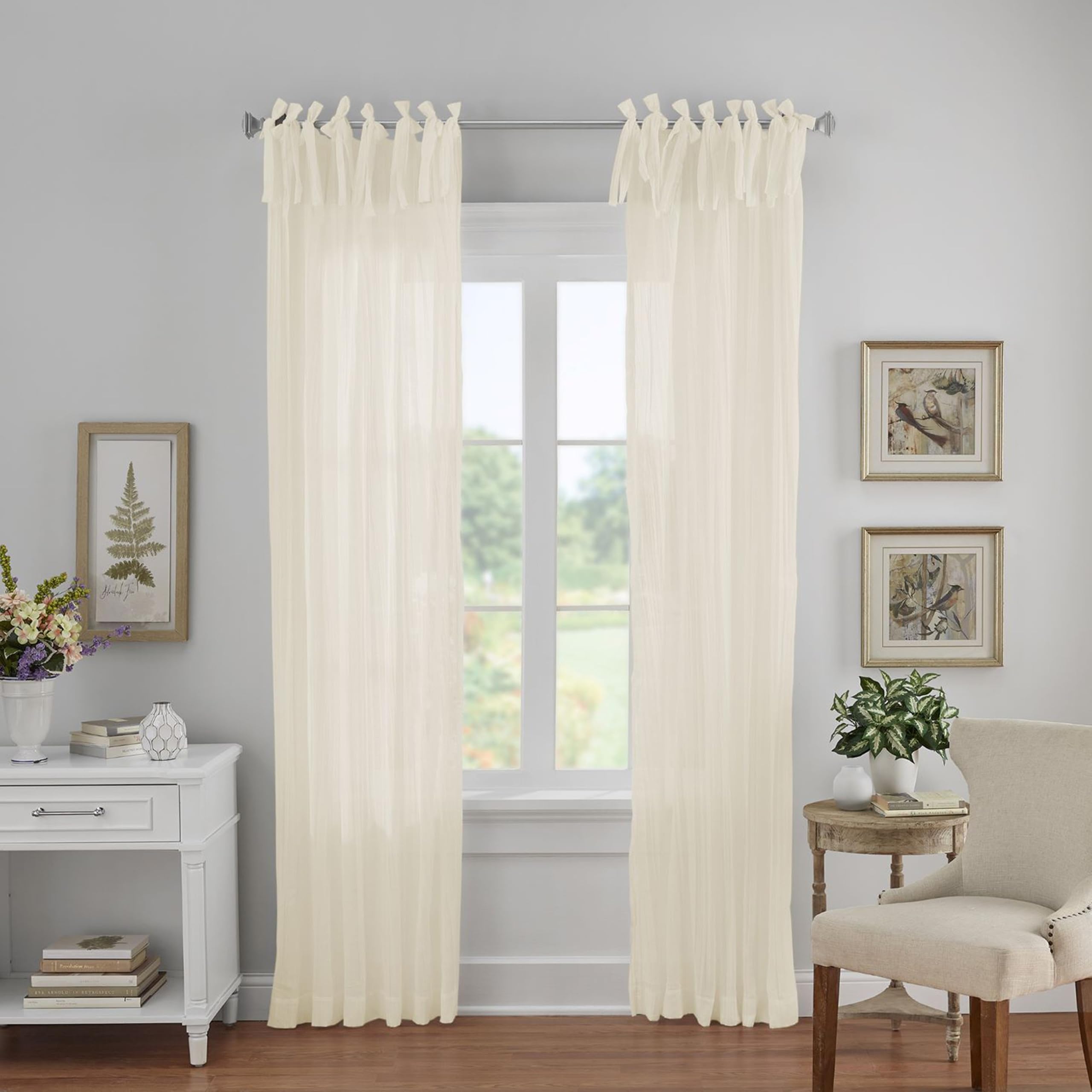 Elrene Home Fashions Single Panel Window Curtain Drape, Ivory, 52" x 95" (1