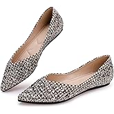 Flats Shoes Women Rhinestone Pointed Head Ballet Flats Comfortable Soft Memory Foam Insole Flat Shoes for Women Comfortable Dress Shoes