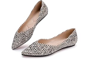 LIYUHANJIALU Flats Shoes Women Rhinestone Pointed Head Ballet Flats Comfortable Soft Memory Foam Insole Flat Shoes for Women Comfortable Dress Shoes