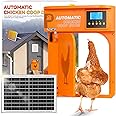 NEWTRY Automatic Chicken Coop Door Opener, Pivot Door with Timer&Light Sensor, Anti-Pinch, 10W Solar Powered with 40m Remote Control