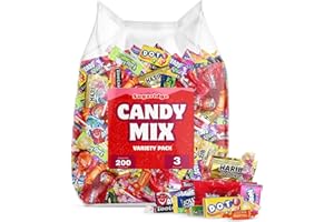 SUGARIDGE 3 Pound Bulk Candy Variety Pack - Large Halloween Candy Mix Individually Wrapped Candies for Pinata Fillers, Birthday Party, Favors, Treats & Goodie Bags - Approx 200 Assorted Candies
