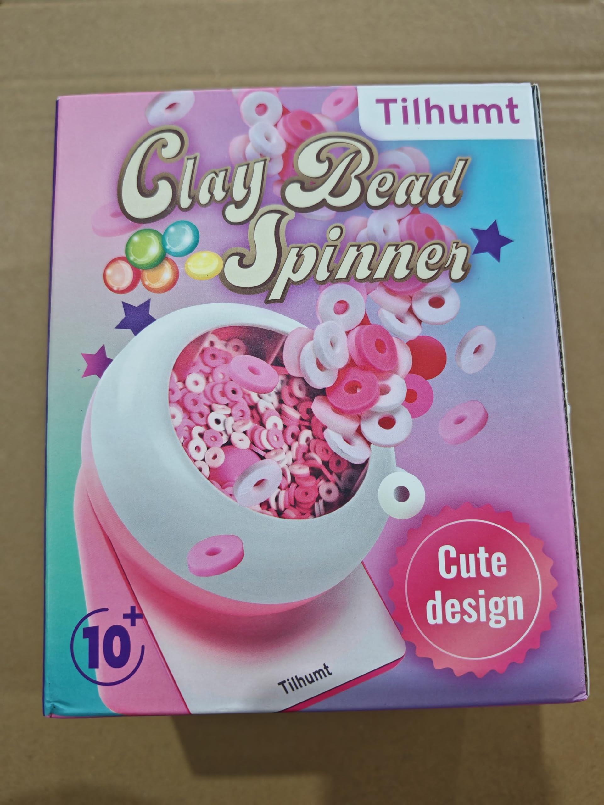 Tilhumt Clay Bead Spinner, Electric Bead Spinner for Jewelry Making, Friendship Bracelets Maker with Needle and Elastic String, Gift for Patent Design, Pink (Beads Not Included)