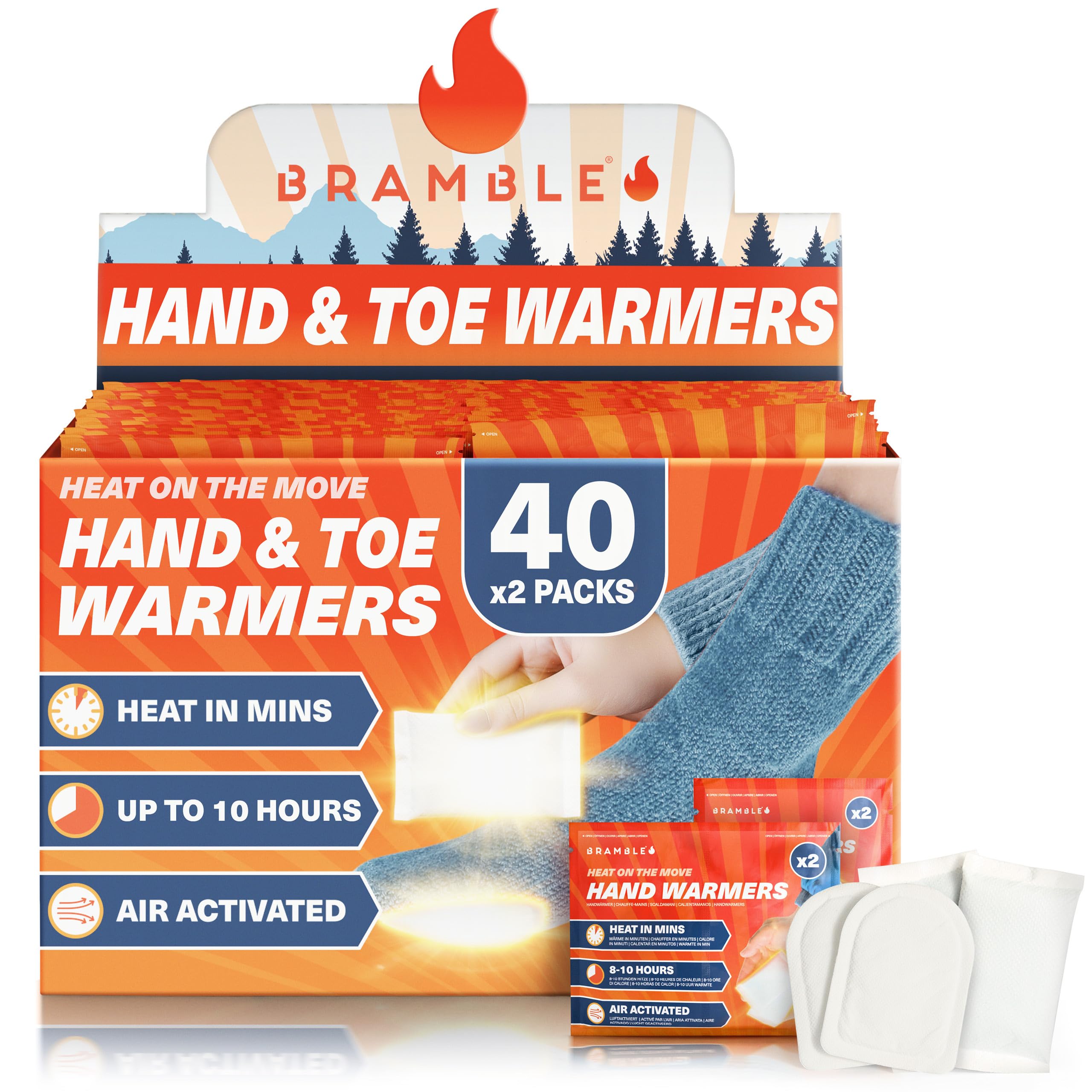 Bramble 80 Bulk Pack Hand & Foot Warmers Bundle Kit (40 Hand Warmers ...