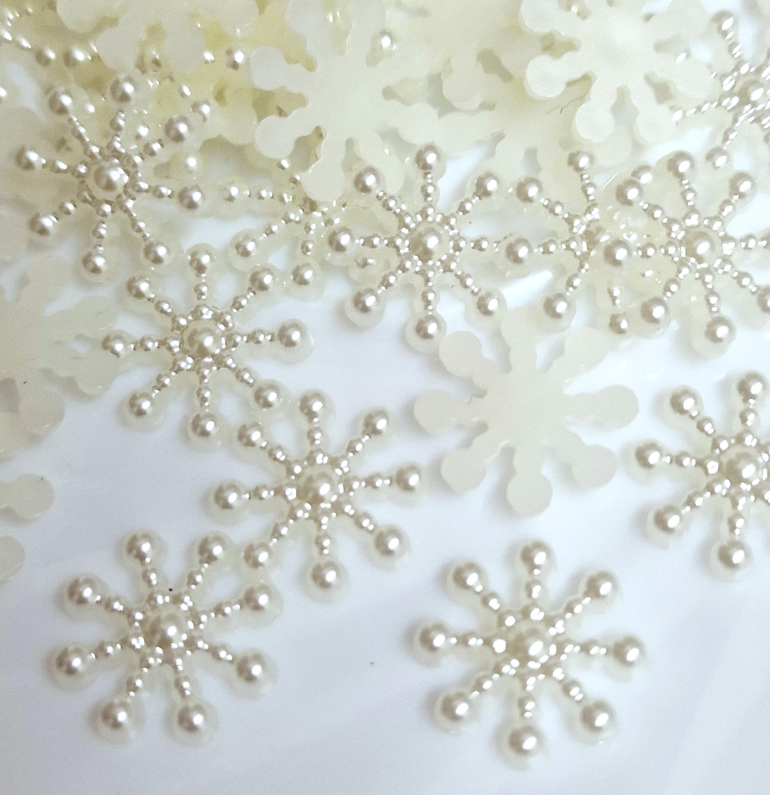 MajorCrafts® 200pcs 15mm Snowflake Flat Back Resin Pearls (Cream Ivory)