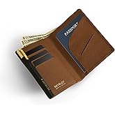 Revelot Passport Holder Wallet, Genuine Leather Travel Wallet with RFID Blocking for Men & Women / W6 (Brown Saffiano)