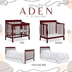 Dream On Me 3 in 1 Aden Convertible Mini Crib, Black
