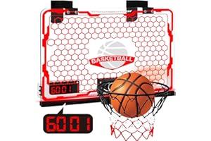 Aitbay Basketball Hoop Indoor for Kids: Easy to Install Door Basketball Hoop with Noise Reduction & 9 Modes LED Lighting Anti-Scratch Electronic Scoreboard, Boy Gift for 5 6 7 8 9 10 11 12 13 Year Old