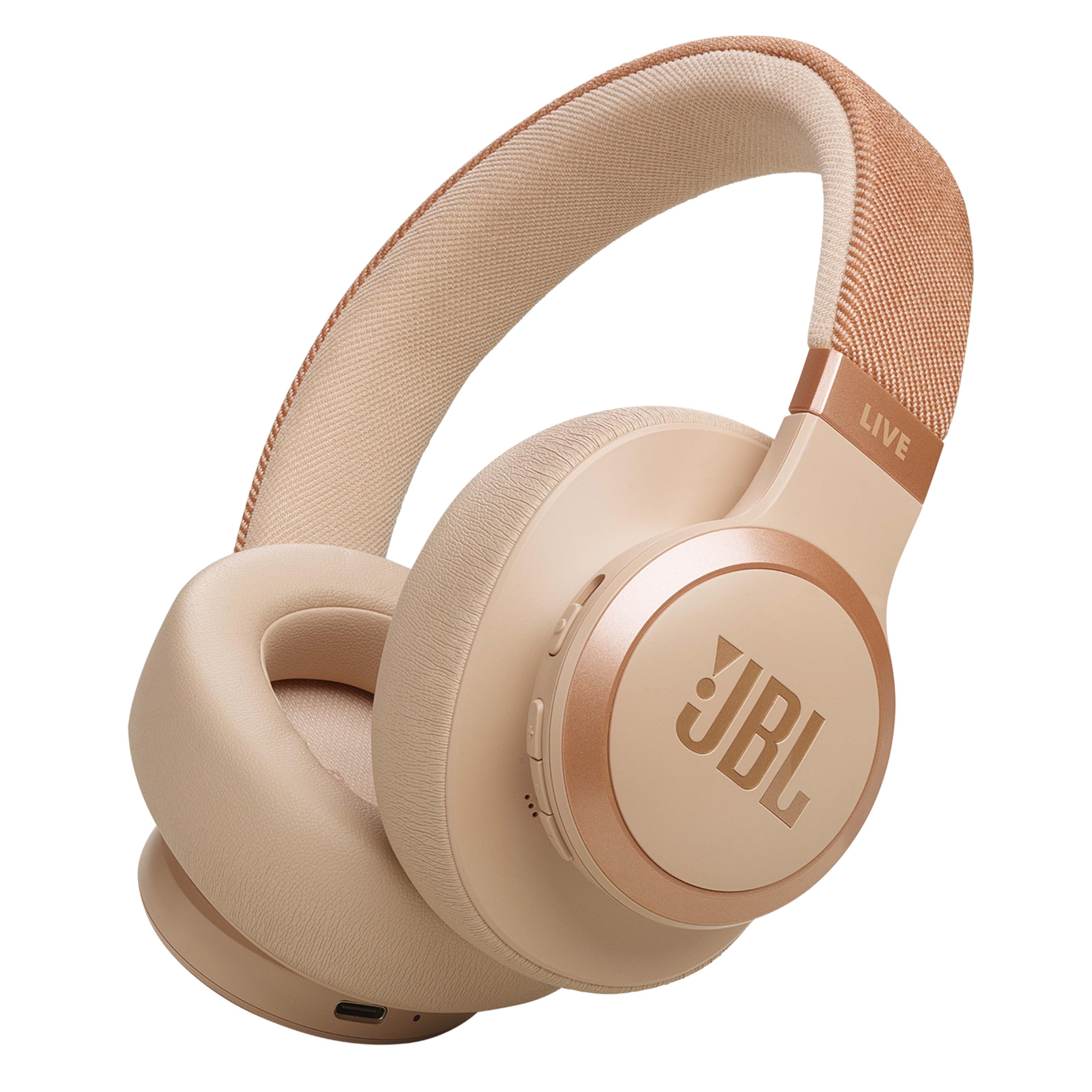 JBL Live 770 NC – Bluetooth Over-Ear-Kopfhörer mit adaptivem Noise-Cancelling – Kabellose Ohrhörer mit JBL Signature Sound und Sprachassistent – Langer Musikgenuss für bis zu 65 Stunden – In Sandstein