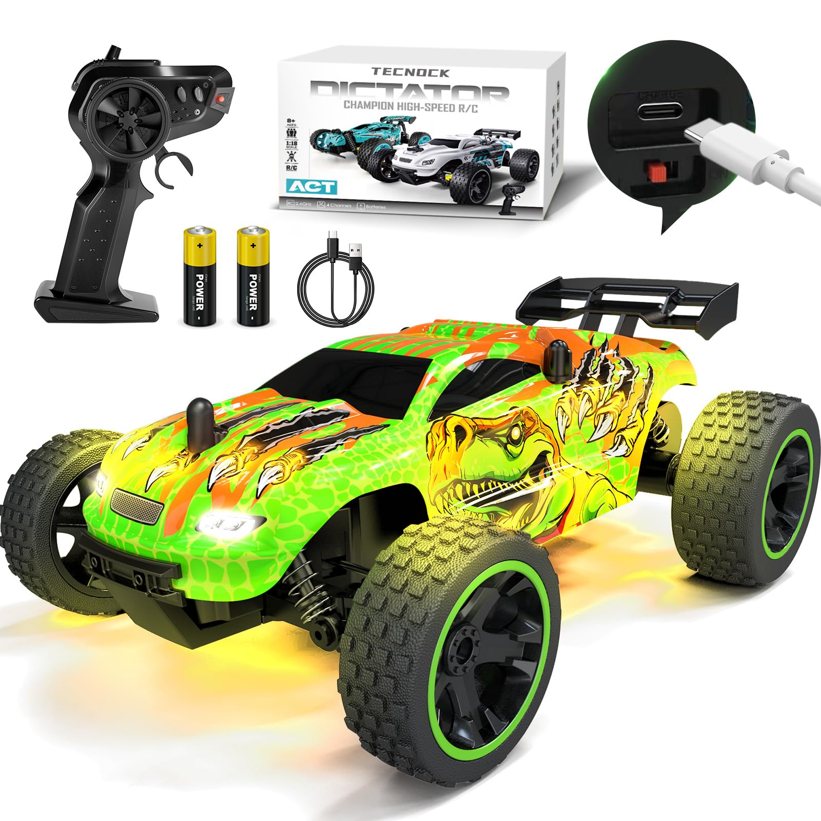 Photo 1 of ** SOLD AS IS, NO REFUND/RETURN** SEE COMMENTS!
Tecnock RC Cars for Kids, 1:18 Scale 2WD RC Car with USB-C Easy Charging, 2.4GHz Remote Control Car with LED Lights & 50 Mins Playtime, Toys Gifts for Boys & Girls Ages 8-12