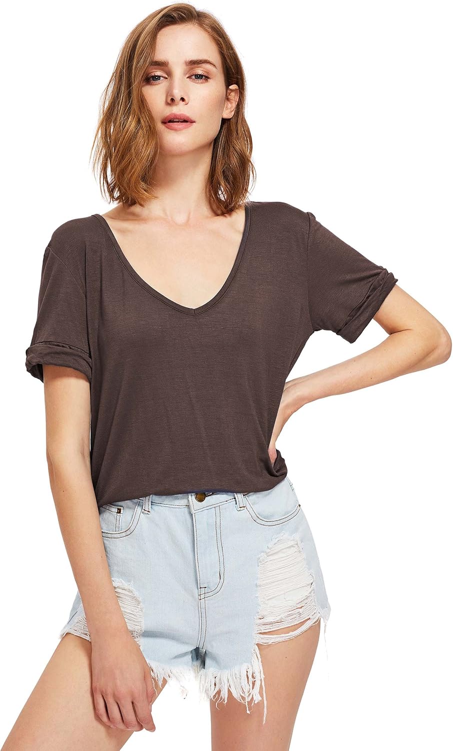 SheIn Women's Summer Short Sleeve Loose Casual Tee T-Shirt at  Women’s Clothing store