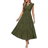 PRETTYGARDEN Womens Boho Maxi Dresses 2026 Summer Floral Lace Eyelet V Neck Spring Wedding Guest Dress Beach Vacation Clothes
