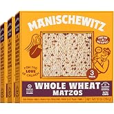 Manischewitz Whole Wheat Matzos, 10 0z (3 Pack) | Thin &amp; Crispy | Non-GMO, No Artificial Flavors or Preservatives | Kosher