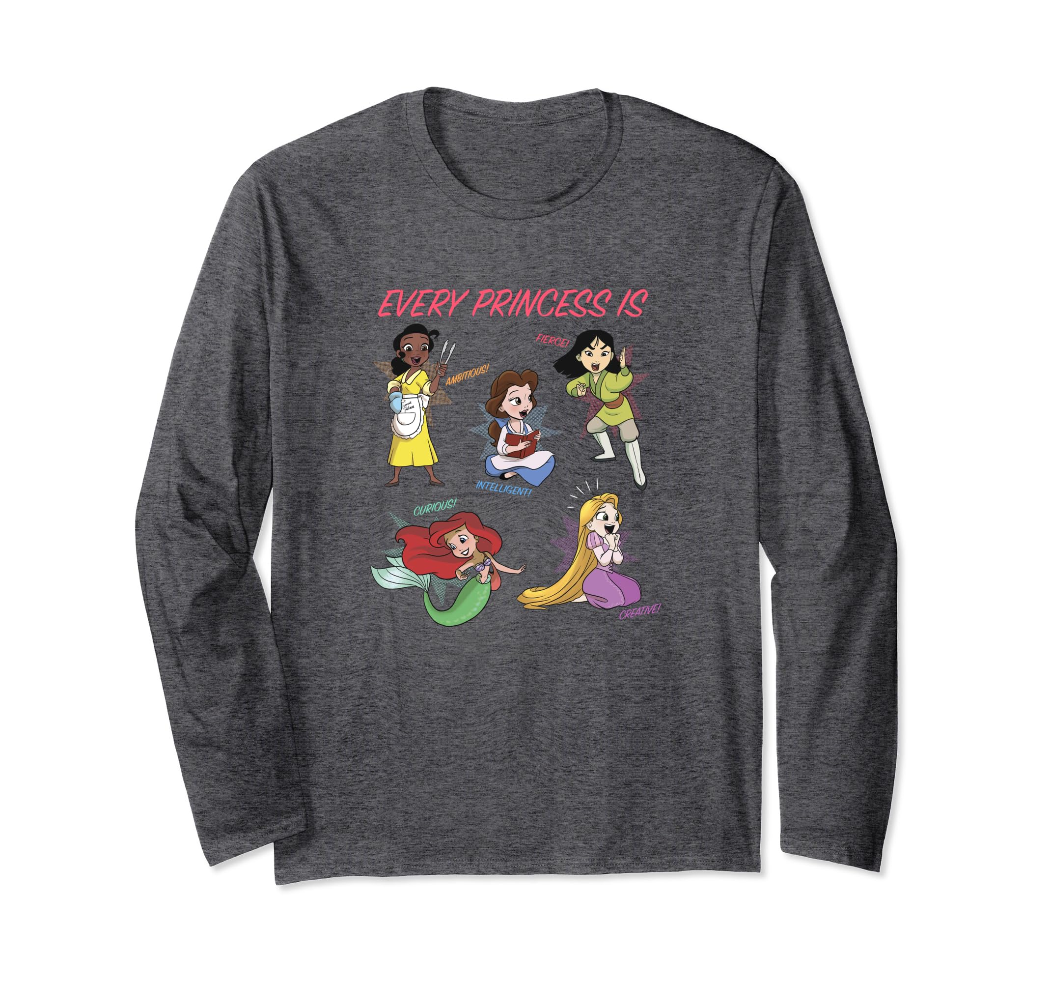 Disney Every Princess Attributes Group Shot Cartoon Style Long Sleeve T-Shirt