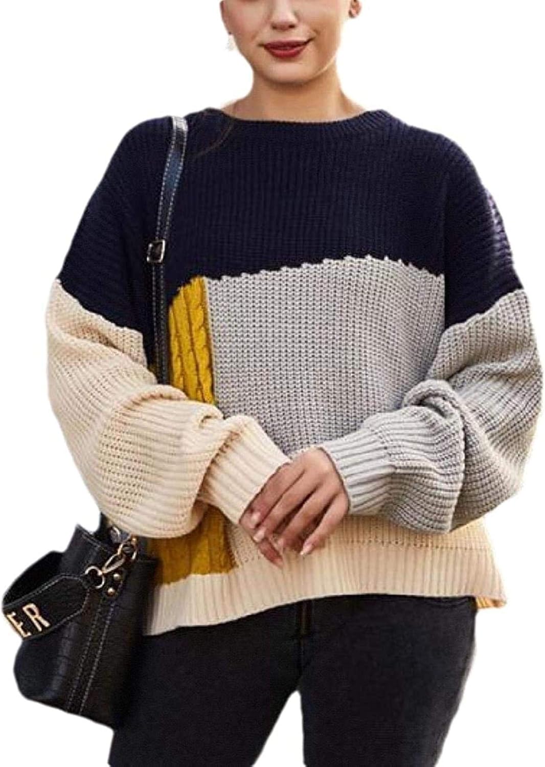 color block oversized sweater