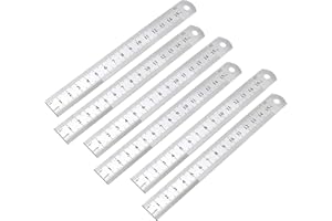 Juland 6 PCS Stainless Steel Ruler Office Metal Ruler with Convenient Storage Case Perfect Straight Edge for Easy Measurement