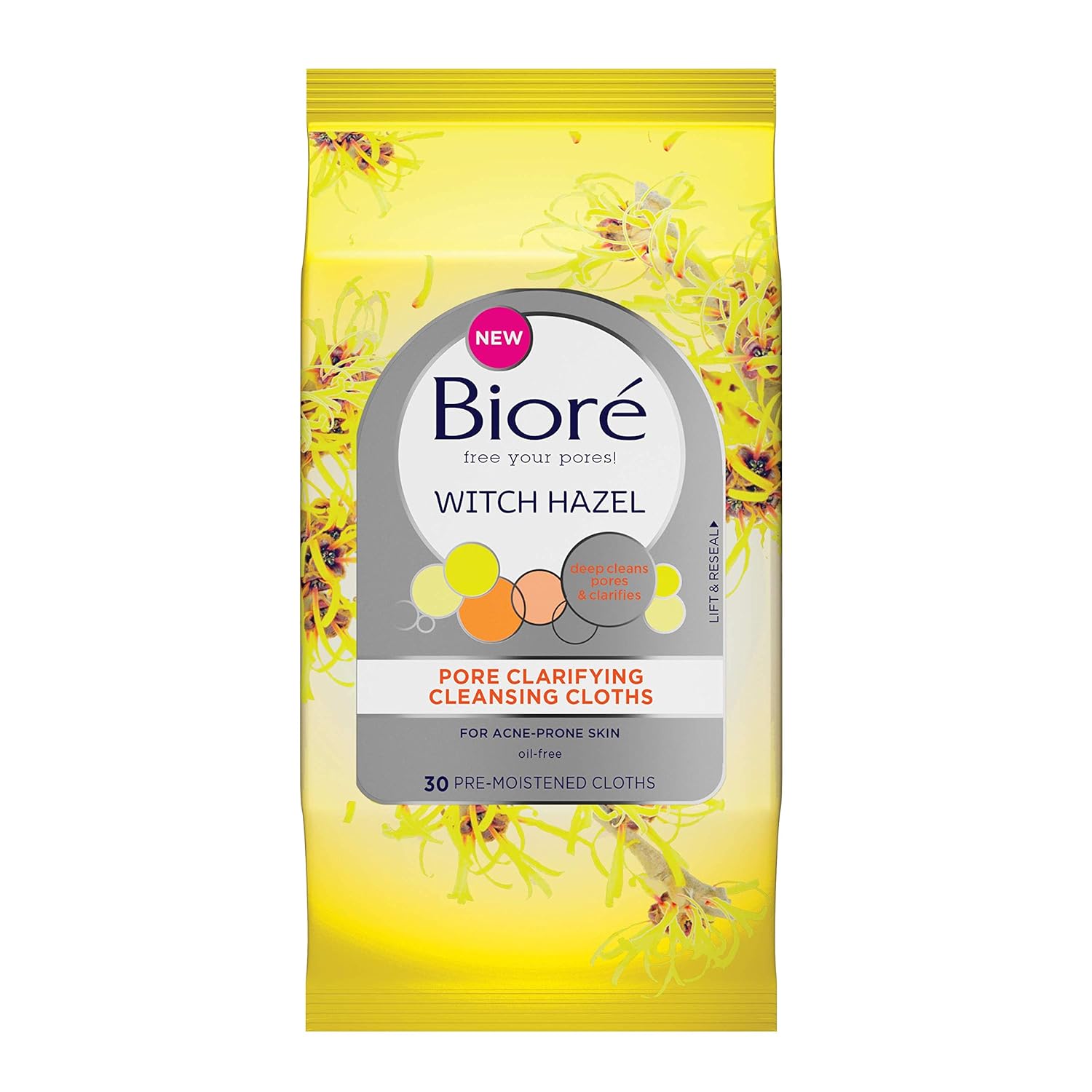 Biore Witch Hazel Pore Clarifying Cleansing Cloths 30 Ea, 30 Count