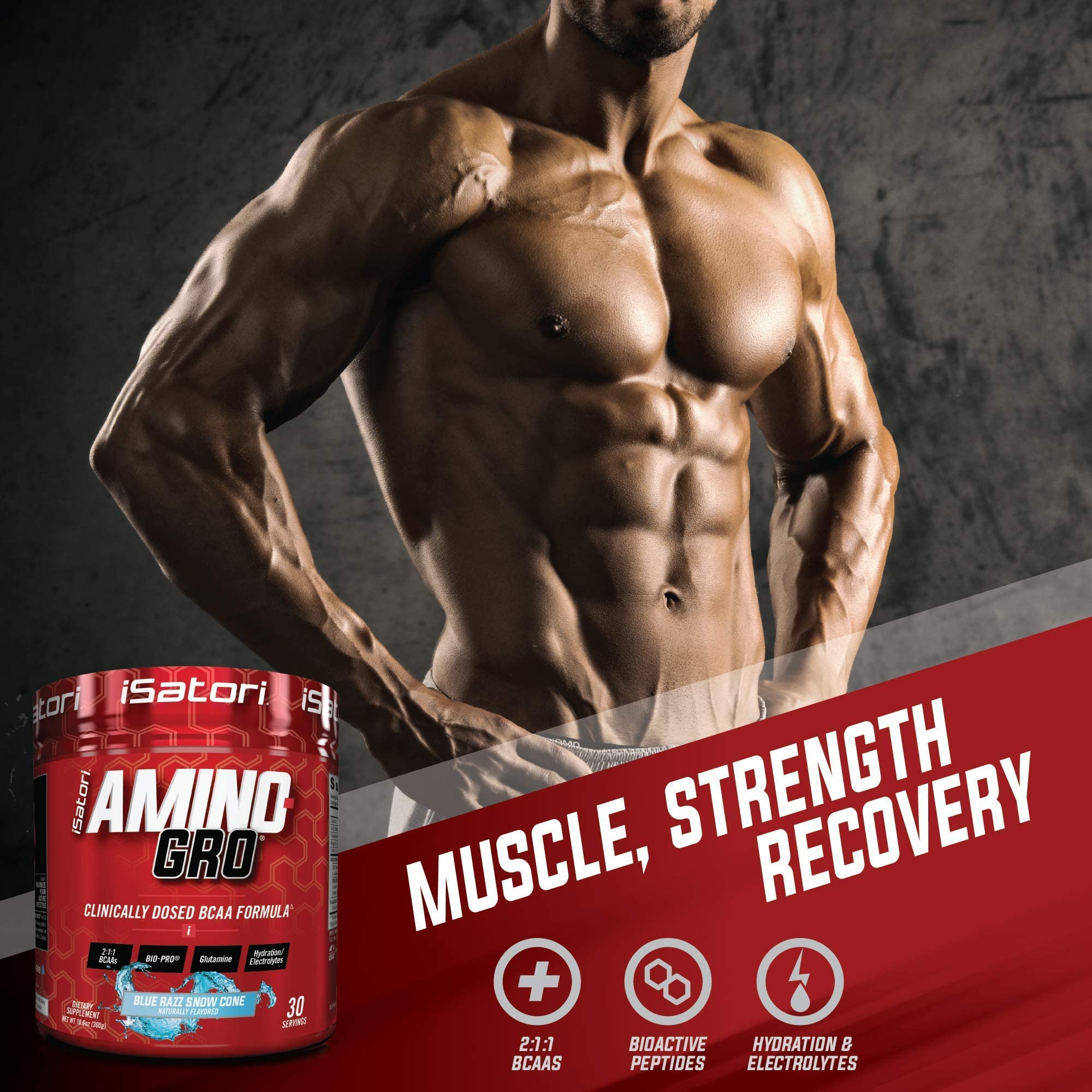 iSatori Bio-GRO Protein Synthesis Amplifier - Unflavored (60 Servings) & iSatori Amino-GRO BCAA Powder - Blue Razz Snow Cone (30 Servings)