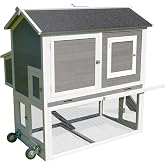 zoovilla Bunkie Chicken Coop for Up to 6 Chickens with Wheels | Large Nesting Box, Lockable Doors, Removable Tray, Wheels for Easy Mobility