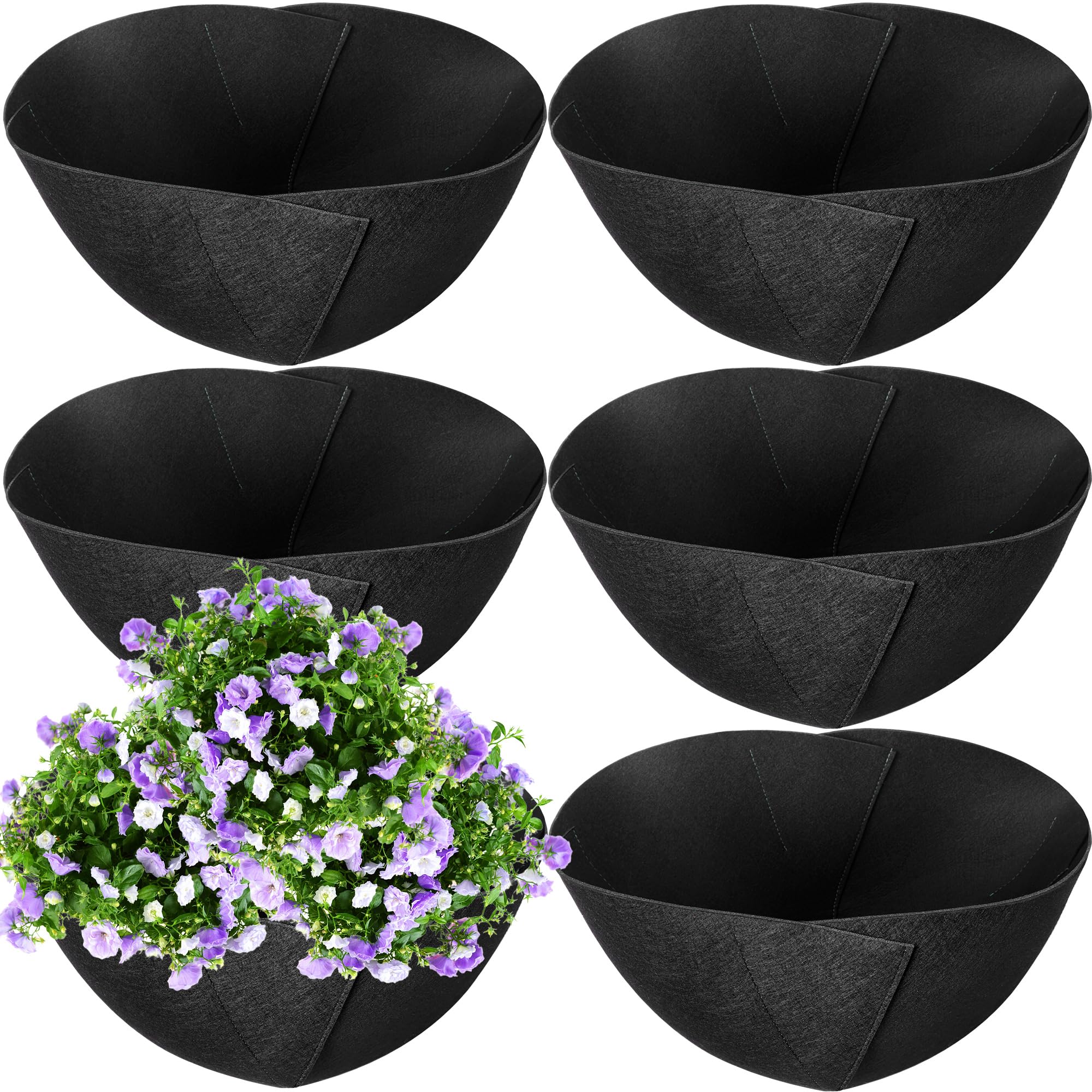 Photo 1 of Adnee 6 Pcs 16 Inch Fabric Planter Basket Liner-Felt Flower Pot Liners-Hanging Plant Basket Fiber Insert for Garden Wall Hanging Planter Flower Vegetables(Round)