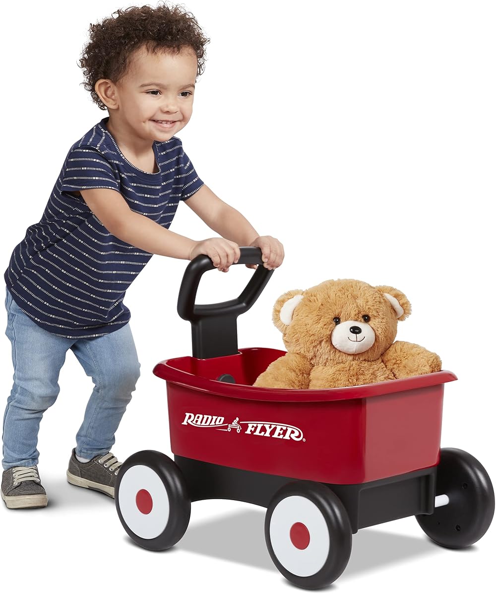 Radio Flyer Push & Pull Walker Wagon with Teddy Bear Red