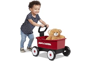 Baby Walker Wagon, Baby Toy Cart, Toddler Toys 1-2, Radio Flyer My 1st Wagon for Kids, with Teddy Bear, for Ages 1-4 Years, Red