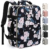Pritent Travel Backpack for Women Man, Waterproof Personal Item Travel Bag Airline Approved Laptop Backpack Bookbag Weekender bags for Business,Travel, Work Fits 15.6 inch Laptop(Medium,Flower)