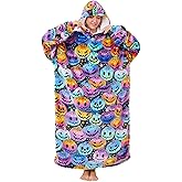 Moinlizy Wearable Blanket Hoodie, Long Thick Hooded Blanket Oversized for Adults Women Men with Pocket and Sleeves