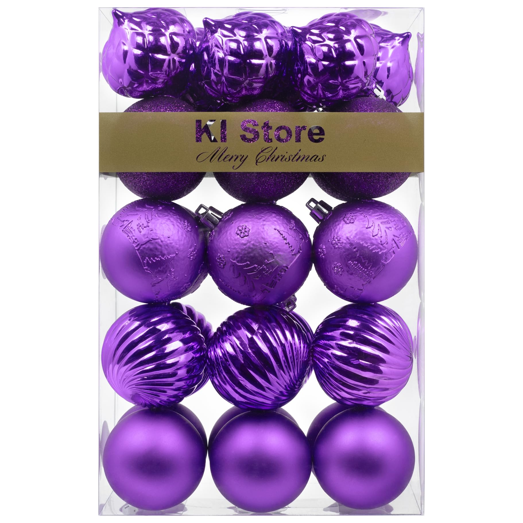 KI Store Christmas Baubles 30pcs Shatterproof Christmas Tree Ornaments Purple 60mm
