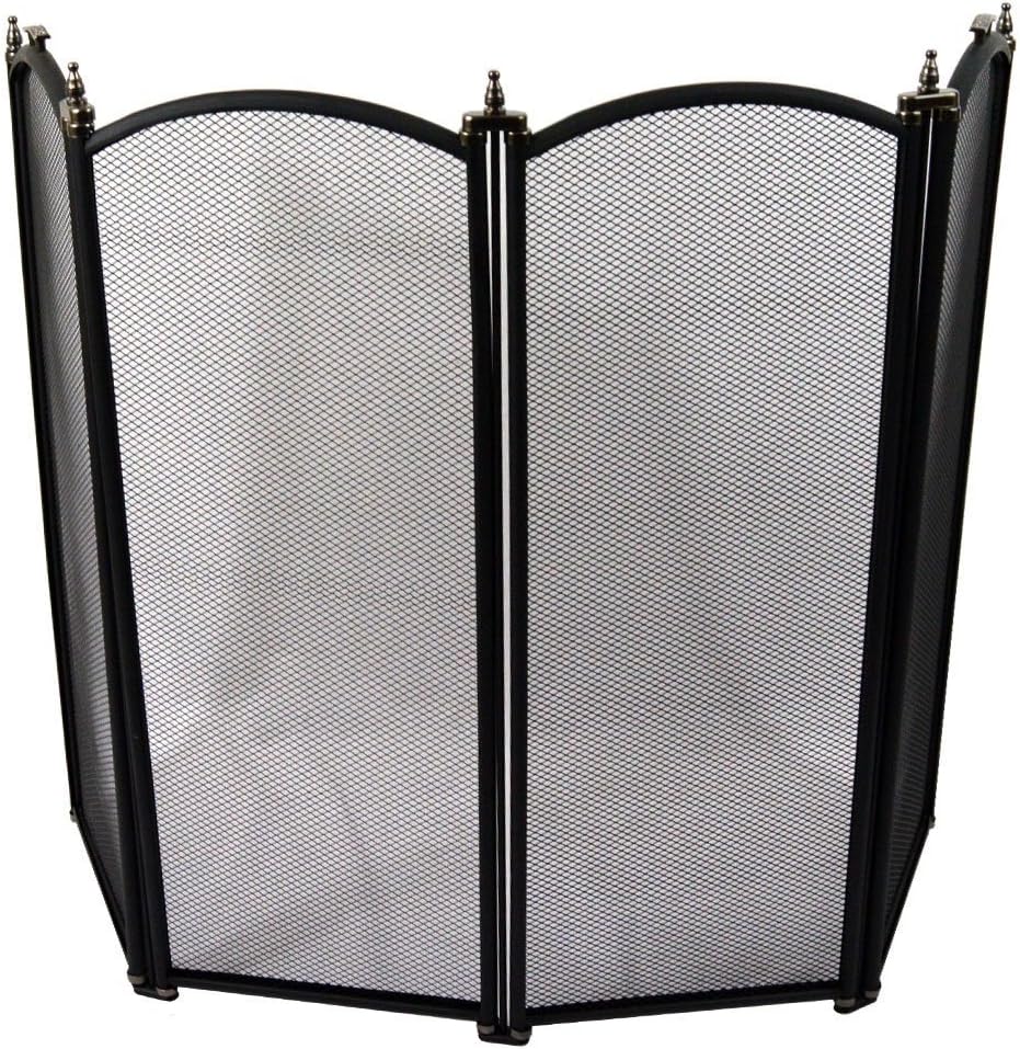 Crannog Black Metal 4 Panel Fire Screen Spark FireGuard