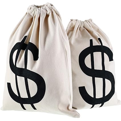 Amazo!   n Com Gejoy 2 Pieces Money Bags Drawstring Bag Canvas Bag With - amazon!    com gejoy 2 pieces money bags drawstring bag canvas bag with dollar sign symbol for toy favor bank robber themed party 30 by 40 cm toys games