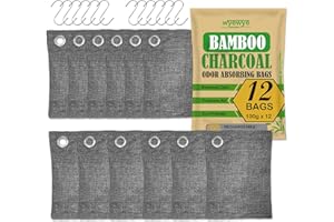 WYEWYE Activated Charcoal Odor Absorber, Natural Fresh Bamboo Charcoal Bags, Home Car Closet Air Freshener Deodorizer Strong Odor, Purifier Bag for Closet,Shoe,Car, Shoe Room Pet safe Bags (12Packs x 100g)