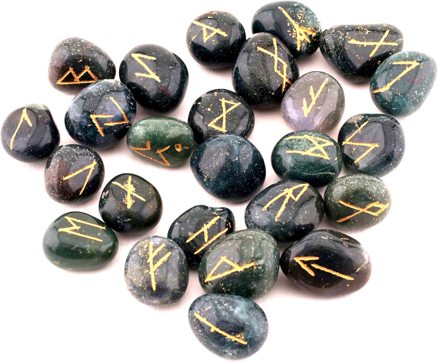 Healing Crystals India Witchcraft Crystals Viking Rune Hand Casting Kit Chakra Healing River Stones Reiki Crystals Gemstones Crystals Occult Decor Pagan Decor Wiccan Jewelry Runes (Blood Stone)