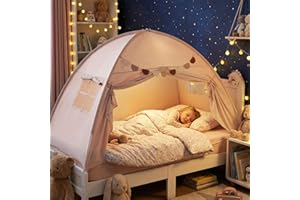 INFANS Bed Tent for Kids, Indoor Large Toddler Canopy Playhouse with Flags, Teepee Toys Gift for Boys Girls Aged 3+, 75’’ x 3