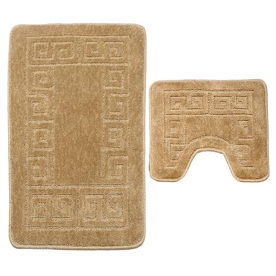 Pauwer Badevorleger-Sets 2-teilig Rutschfeste Badevorleger und Fußmatten-Set für das Bad Maschinen Waschbar