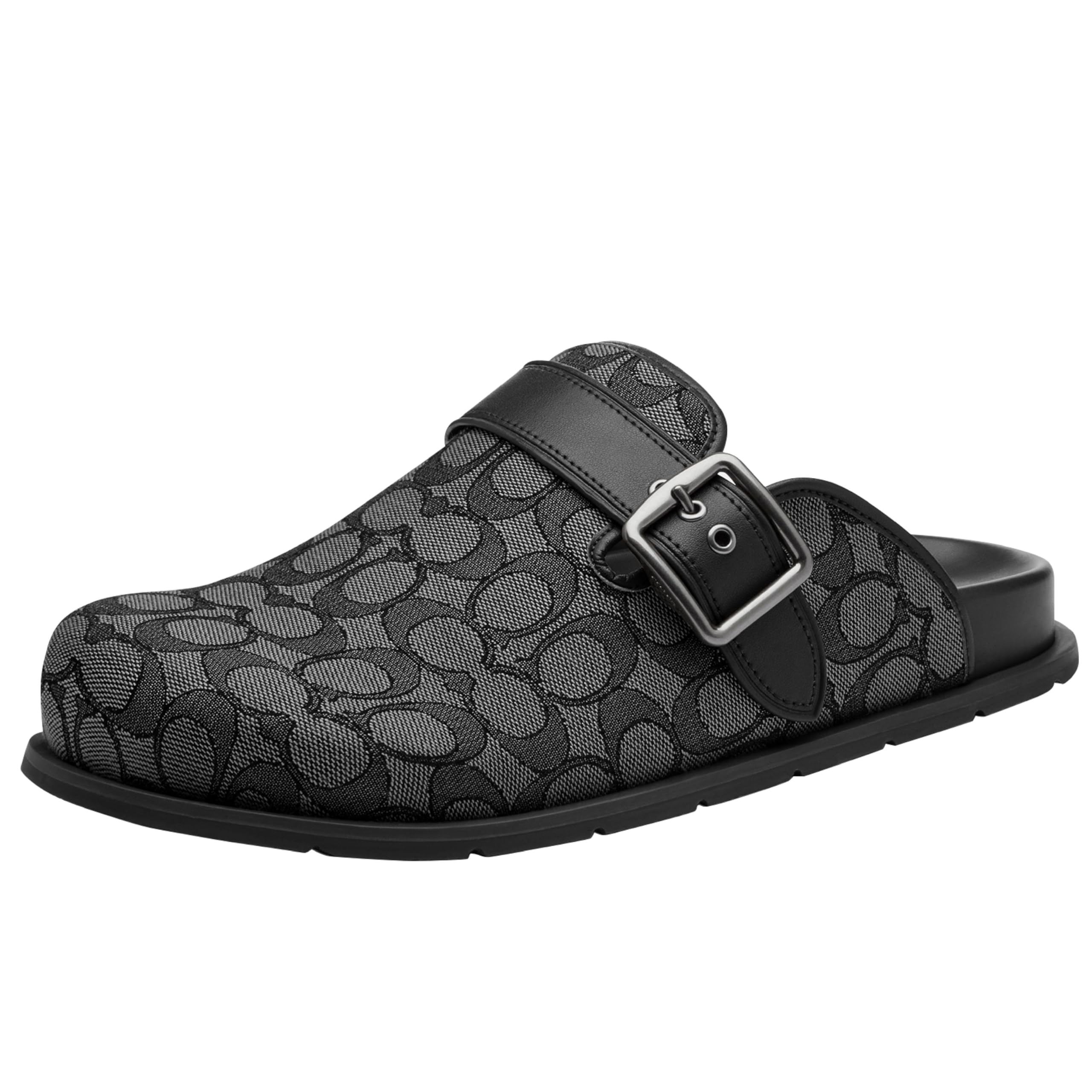 Photo 1 of COACH Men's Buckle Clog in Signature Jacquard, Charcoal/Black 10