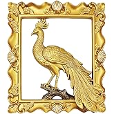 DEYNWAND 1 Pcs Gold Peacock Wall Decor, Vintage Bird Sculpture Decor, Resin Pheasant Animal Wall Sculpture for Home Farmhouse Entryway, Housewarming Present (Peacock)