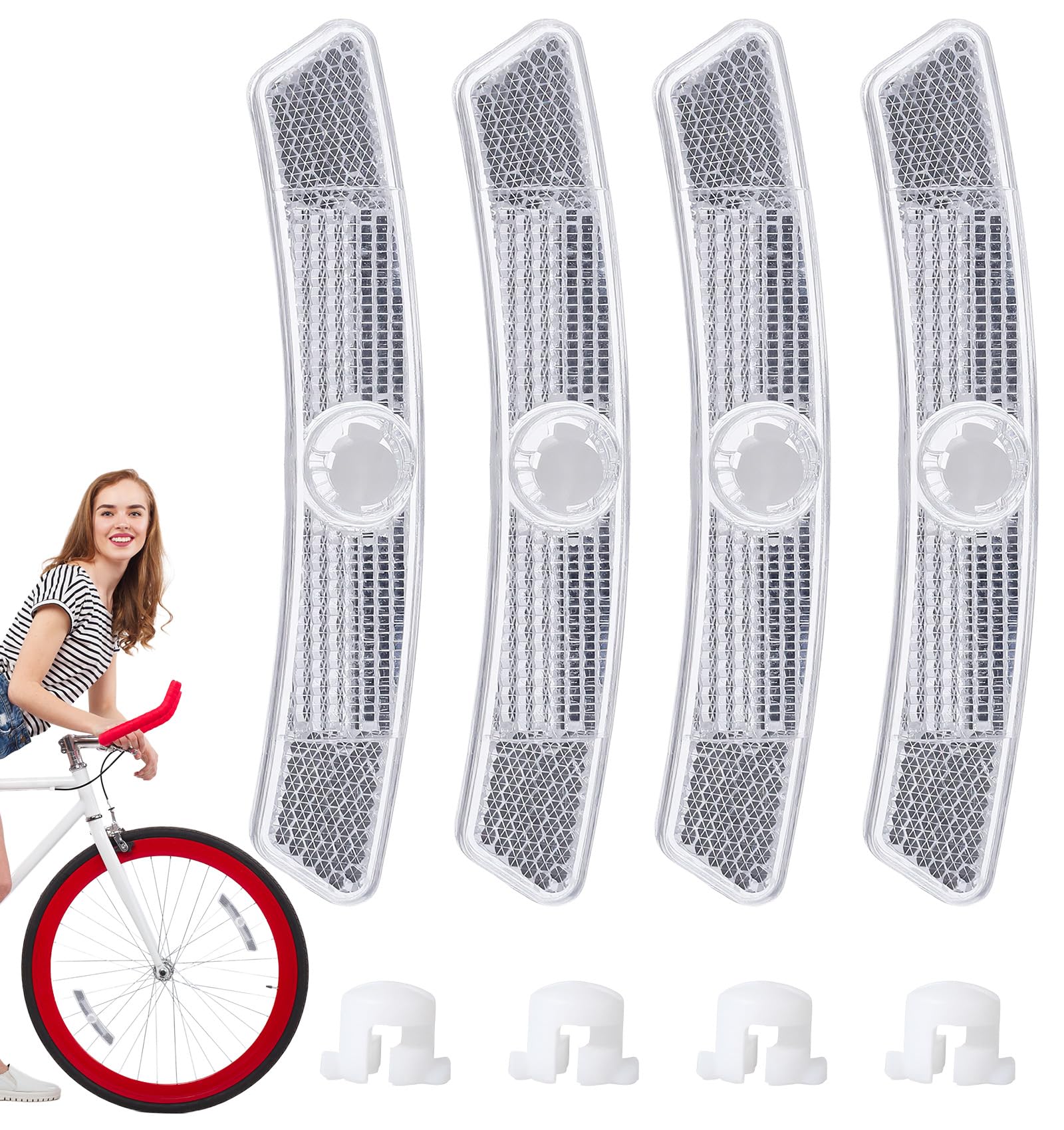 Photo 1 of Thrymme 4PCS Bike Reflectors, Plastic Bike Wheel Reflectors for Night Riding, Safety for Road Mountain Bicycle Night Riding