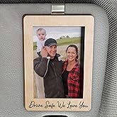 Drive Safe We Love You Visor Clip Photo Frame - Drive Safe Daddy Car Visor Photo Clip For Dad, Mom, Husband - Car Accessories For Men, Women - Cars Picture Frame With Clips - Best Dad Ever Gifts