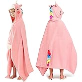 Joiedomi Unicorn Hooded Towel for Kids Soft 100% Cotton Bath Beach Towel 30" x 50" for Kids 3-10 Years Toddler Pool Poncho with Hood Absorbent Swim Wrap for Boys Girls