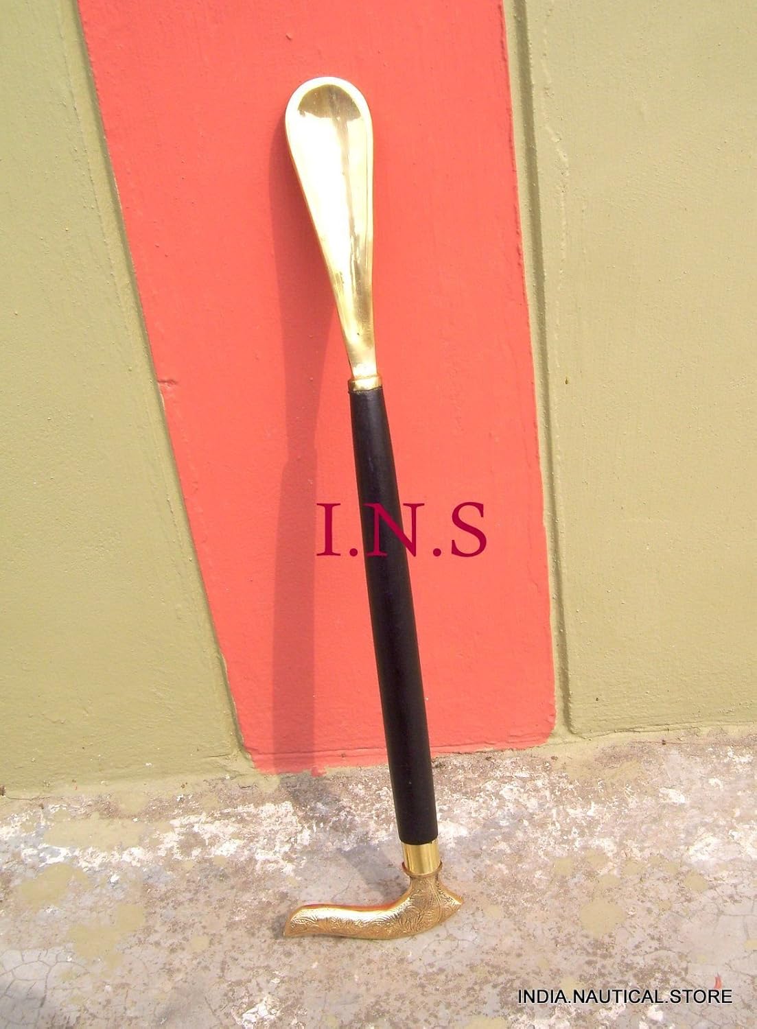 brass shoe horns long handles on Shoe Horns Classical Gift Export Long Shoe Horn Antique Shiny Brass Handle Designer Handle Mahogany Shoes Handbags Hyundai Lighting Com Mk