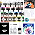 Shuttle Art Acrylic Pouring Paint, Set of 36 Bottles (2 oz/60ml) Pre-Mixed High-Flow Pouring Supplies with Canvas, Silicone Oil, Measuring Cups, Tablecloths, Complete Paint Pouring Kit