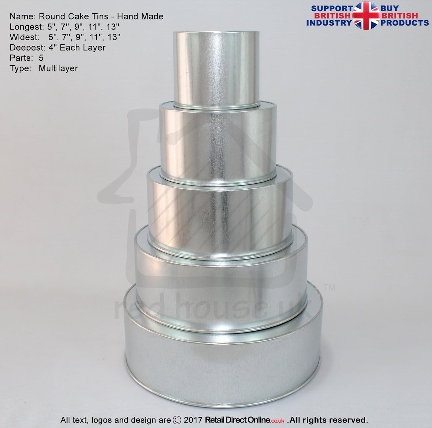 Round Cake Baking Tin 4" Deep Size 6 8 10 12 14" Hand Made