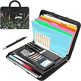 NATISERAUM Portfolio Binder 3 Ring Includes Pen and 5 Dividers with 10 Pockets, Padfolio Organizer with Zipper for Men and Women, Includes A4 Notepad for Business, School, Work
