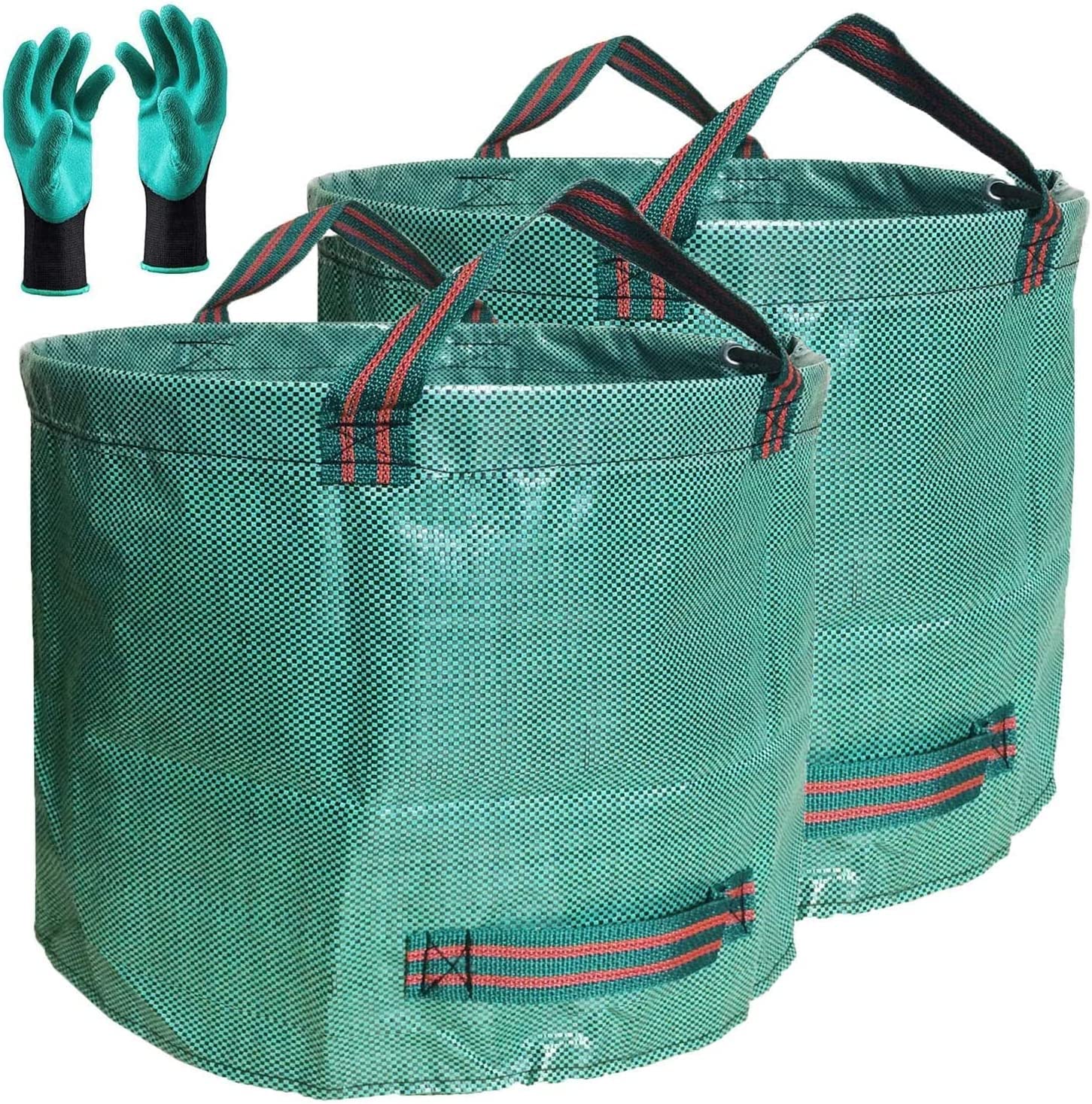 Professional 2-Pack 137 Gallon Lawn Garden Bags Large (D34,H34 inch) Yard Waste Bags with Gardening Gloves, Big Leaf Bag,Yard Debris,Waste Container,Lawn Trash Bin,Grass Clippings,Weeds Bags 4 Handles